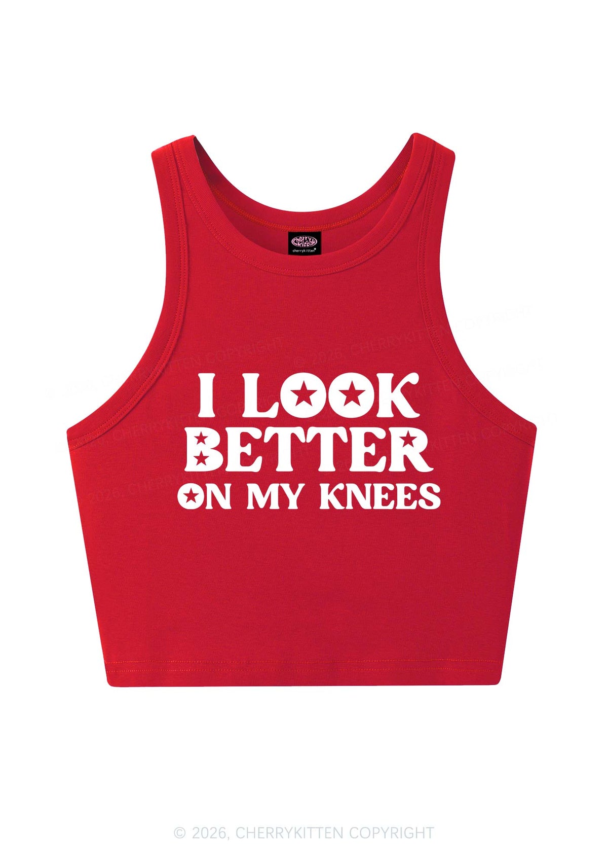 I Look Better On My Knees Y2K Crop Tank Top Cherrykitten