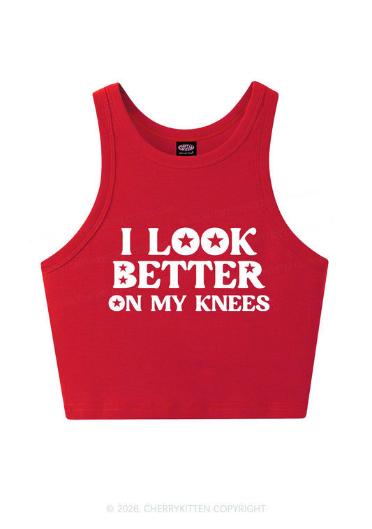 I Look Better On My Knees Y2K Crop Tank Top Cherrykitten