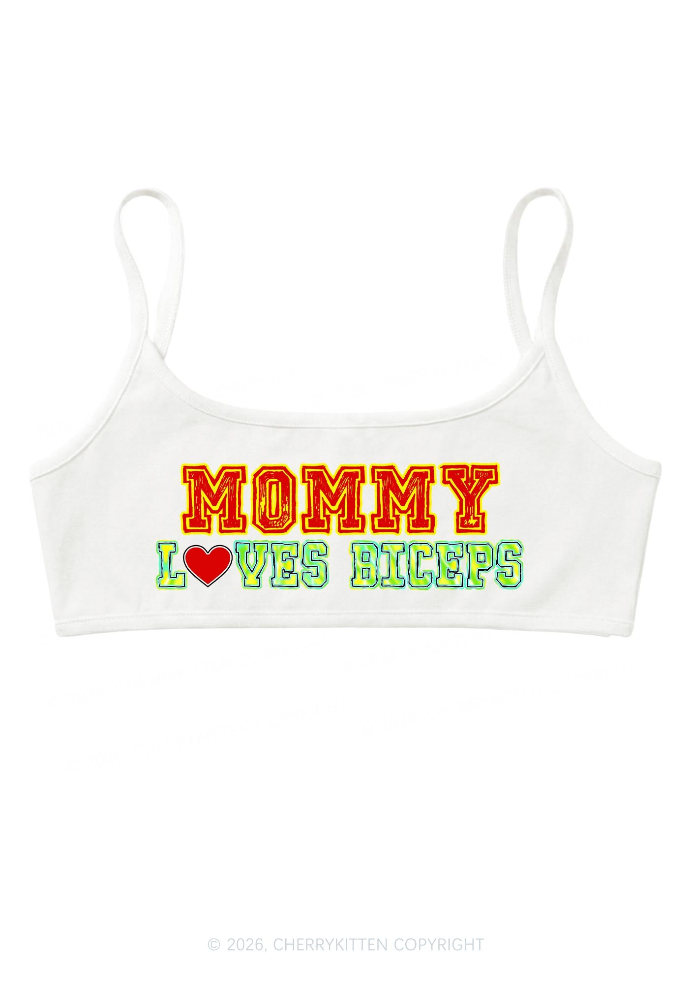 Mommy Loves Biceps Y2K Super Crop Cami Cherrykitten