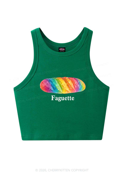 Rainbow Faguette Pride Y2K Crop Tank Top Cherrykitten