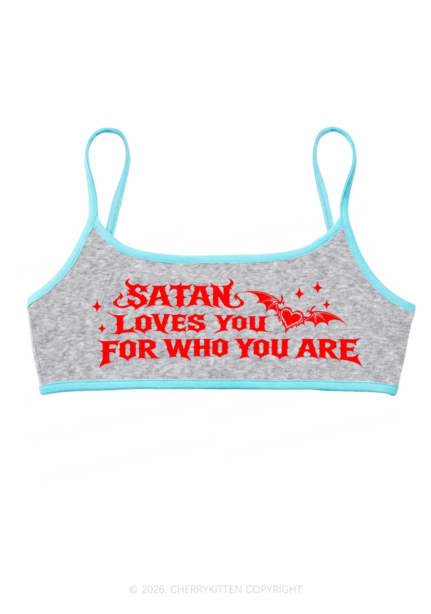 Halloween Satan Loves You Y2K Super Crop Cami Cherrykitten