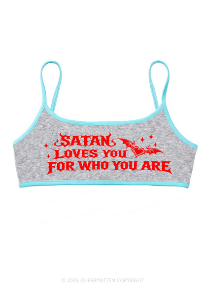 Halloween Satan Loves You Y2K Super Crop Cami Cherrykitten