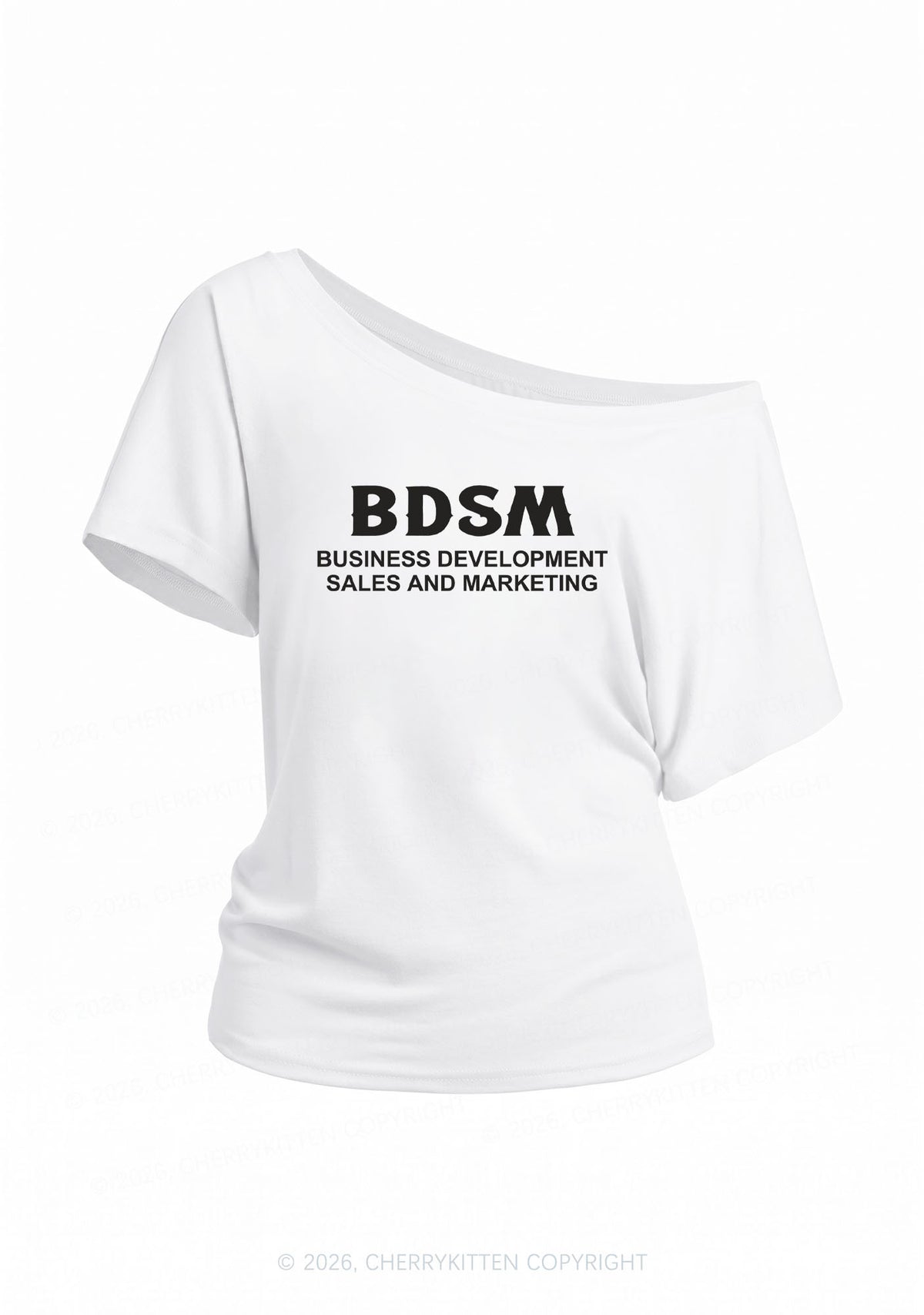 Business Development Y2K Off Shoulder Tee Cherrykitten