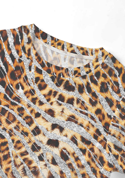 Silver Glitter Leopard Y2K Mesh Crop Top Cherrykitten