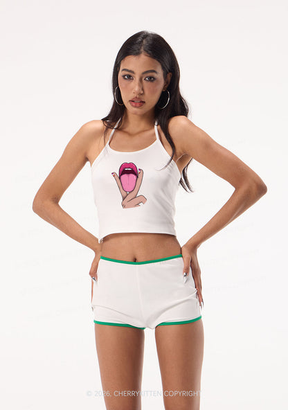 Lesbian Kissing Pride Y2K Halter Neck Cami Cherrykitten