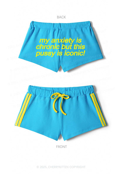 My Anxiety Is Chronic Y2K Drawstring Mini Shorts Cherrykitten