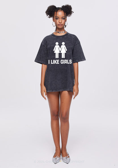 I Like Girls Pride Y2K Shirts Washed Tee Cherrykitten