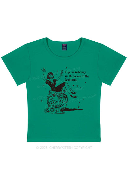 Throw Me To The Lesbians Pride Y2K Baby Tee Cherrykitten