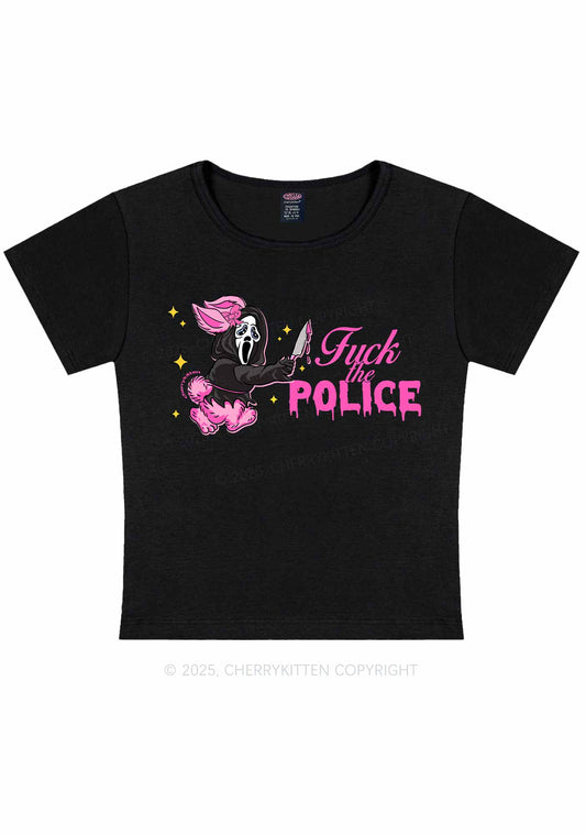 Halloween Fxxk The Police Y2K Baby Tee Cherrykitten