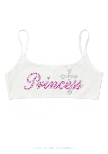 Rhinestone Princess Cross Y2K Super Crop Cami Cherrykitten