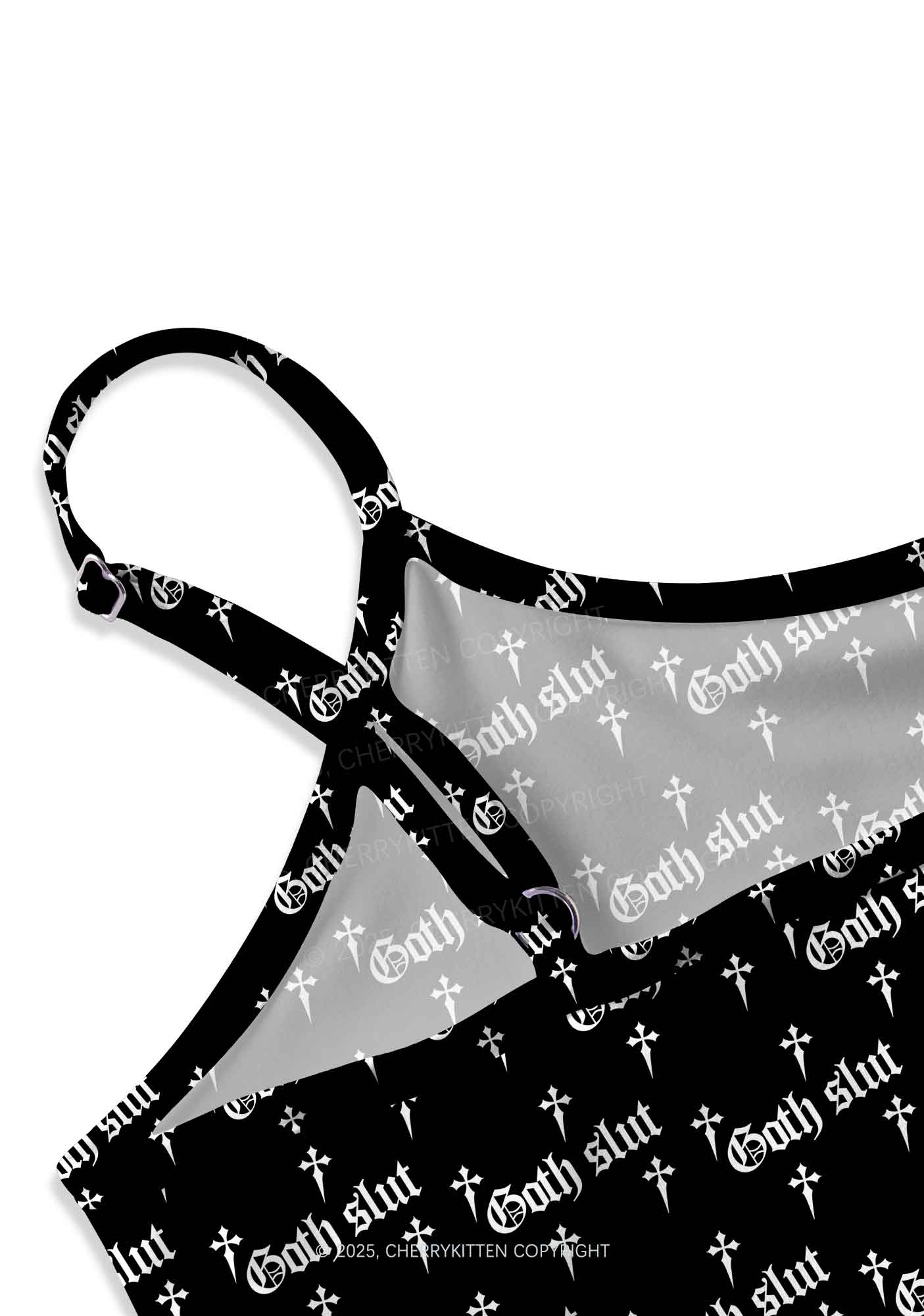 Halloween White Goth Slxt Y2K Print Cami Crop Top Cherrykitten