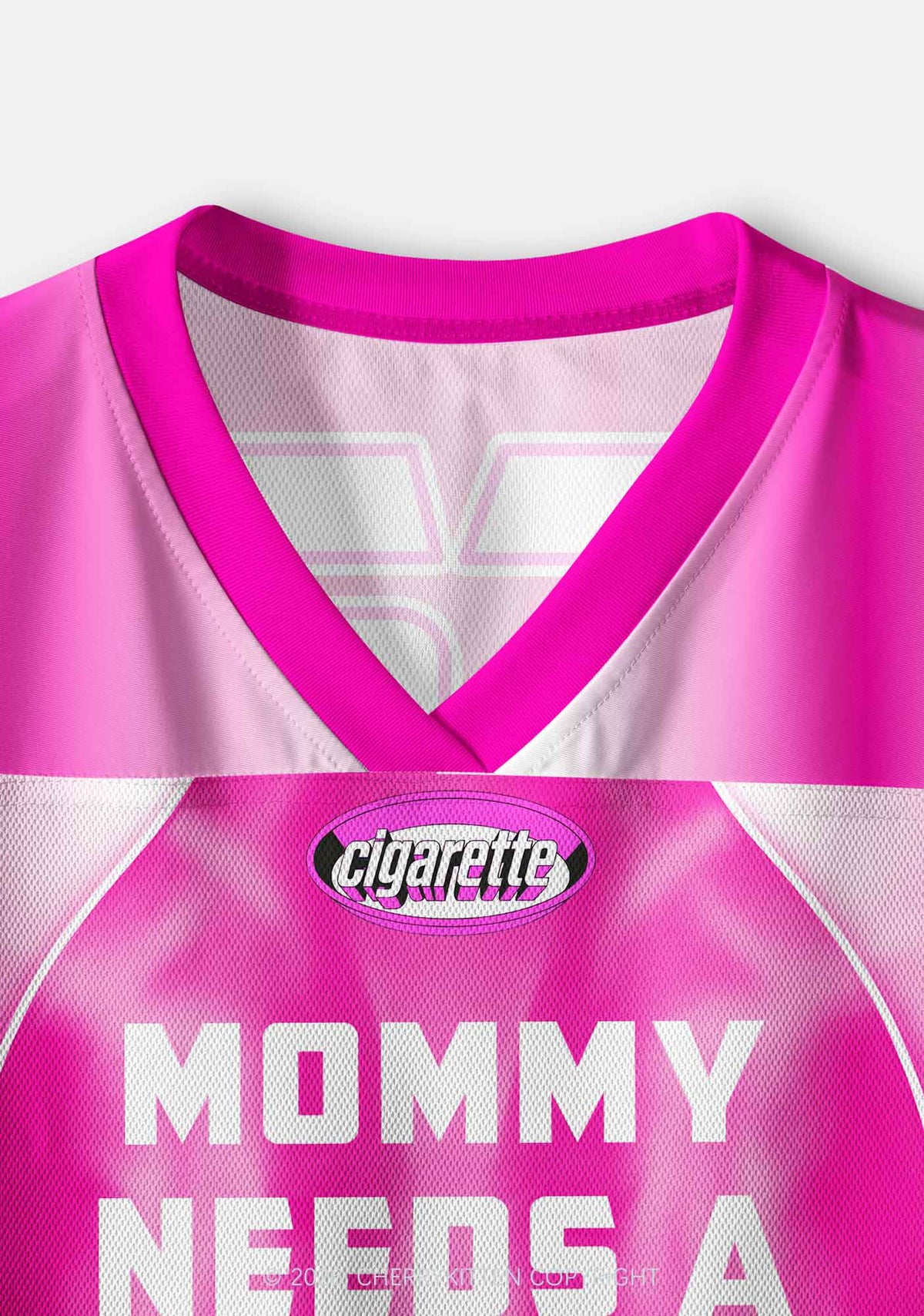 Pink Mommy Needs A Cigarette Y2K Crop Sport Jersey Shirts Cherrykitten