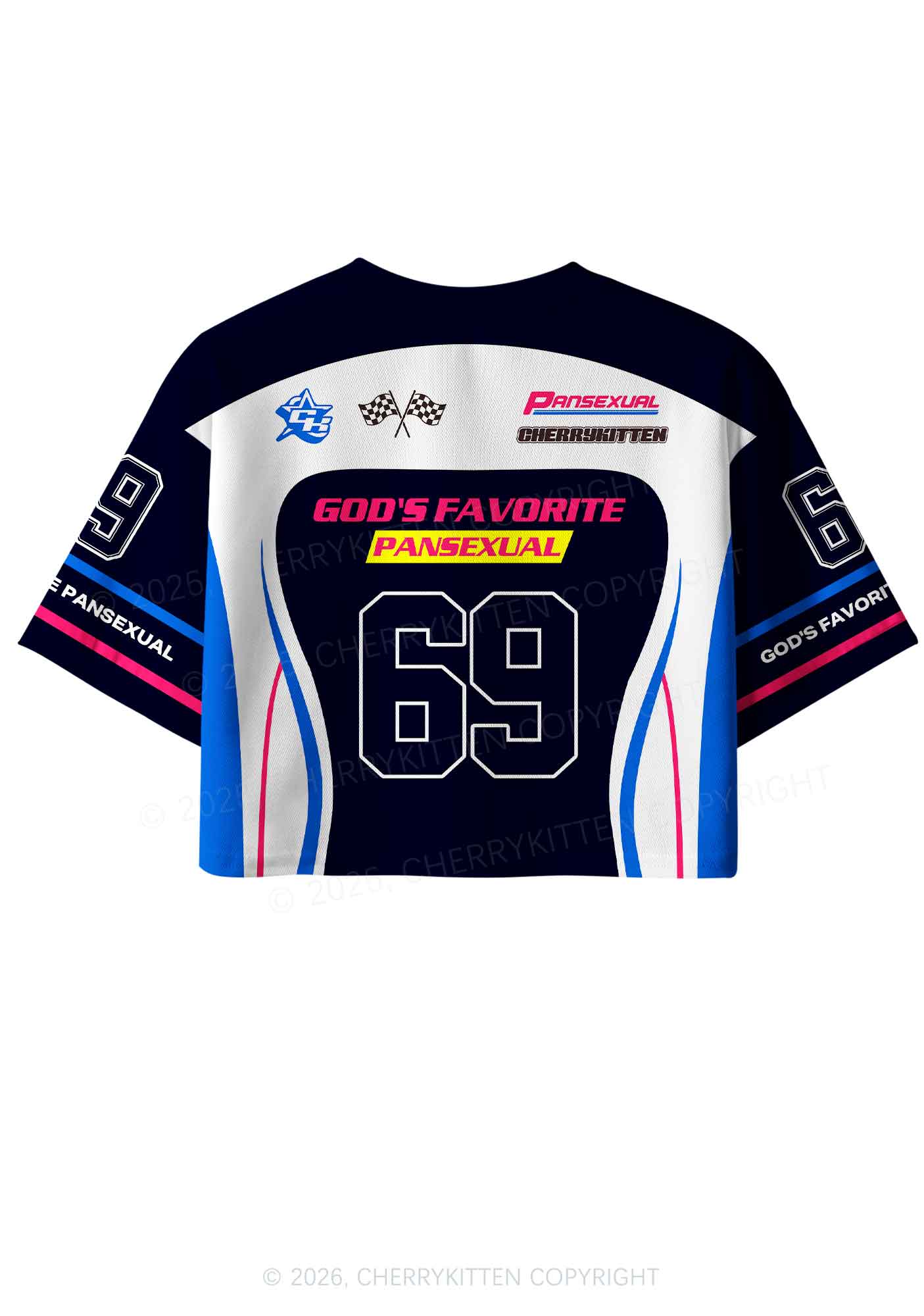 Gods Favorite Pansexual Pride Y2K Crop Sport Jersey Shirts Cherrykitten