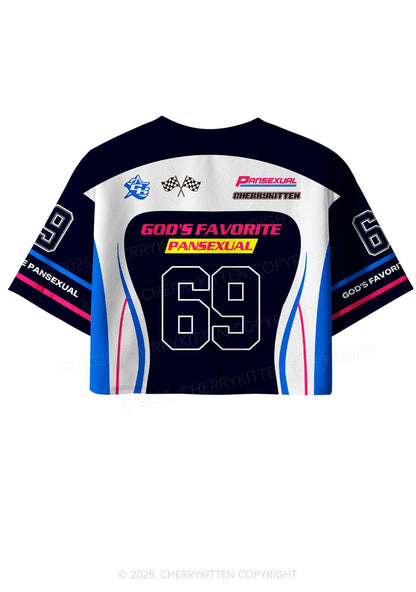 Gods Favorite Pansexual Pride Y2K Crop Sport Jersey Shirts Cherrykitten