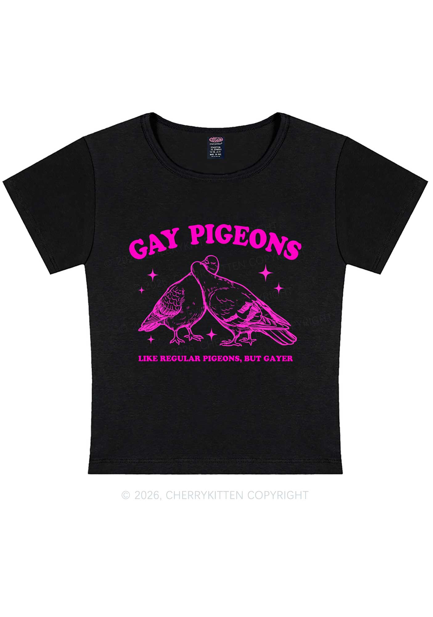 Gay Pigeons Kissing Pride Y2K Baby Tee Cherrykitten