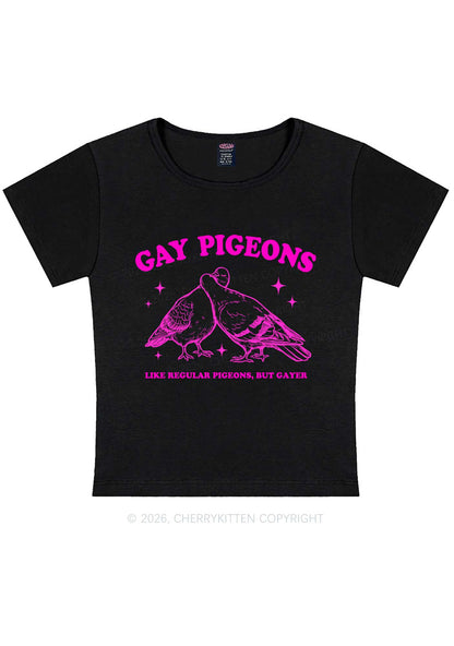Gay Pigeons Kissing Pride Y2K Baby Tee Cherrykitten