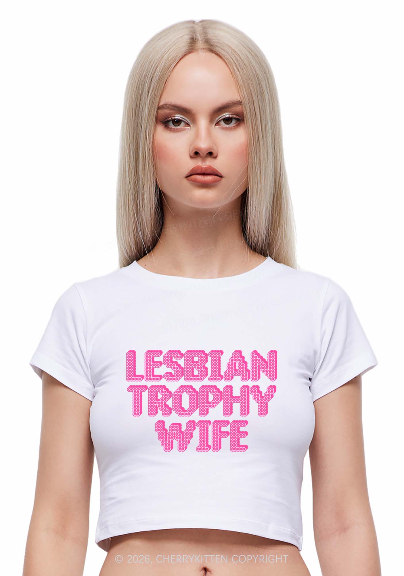 Lesbian Trophy Wife Pride Y2K Baby Tee Cherrykitten