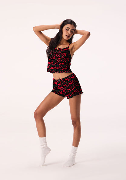 Red Hearts Cxxt Valentine's Day Y2K Print Cami Shorts Pajama Set Cherrykitten