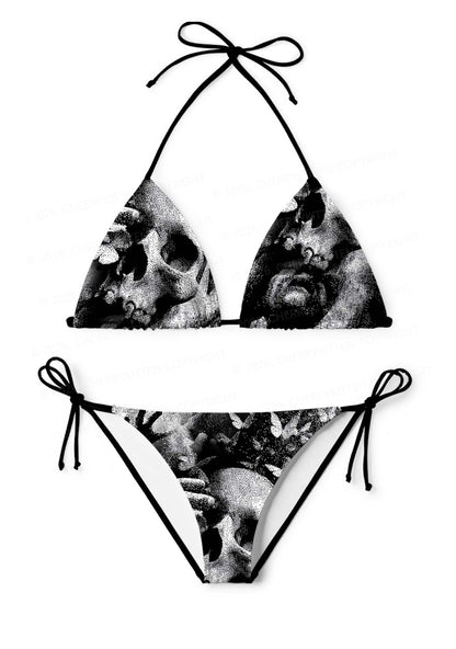 Halloween Gothic Skull Y2K Print Bikini Set Cherrykitten