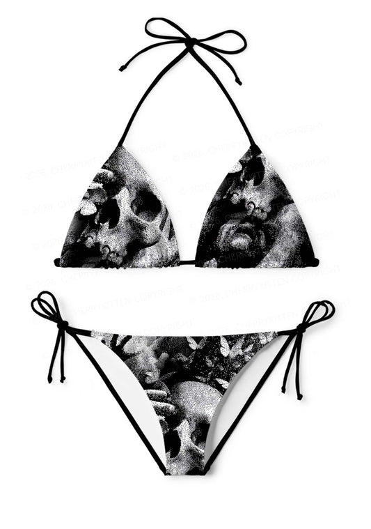Halloween Gothic Skull Y2K Print Bikini Set Cherrykitten