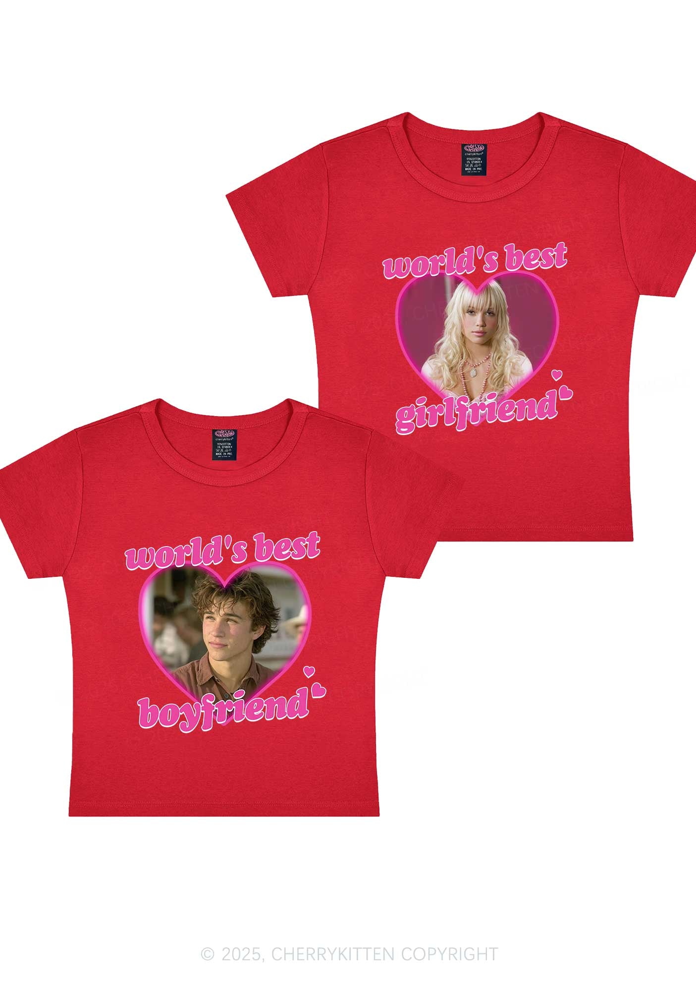 Custom Worlds Best BF GF Y2K Valentine's Day Baby Tee Cherrykitten