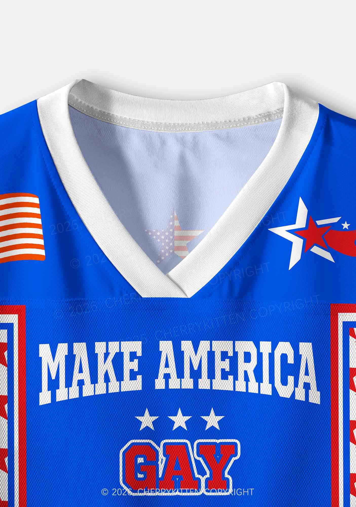 Blue Make America Gay Again Pride Y2K Crop Sport Jersey Shirts Cherrykitten