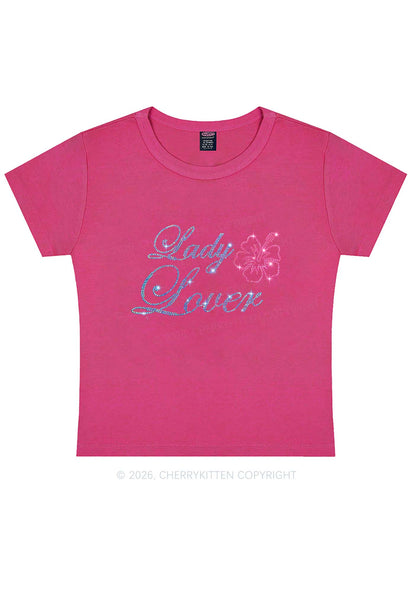 Rhinestone Lady Lover Pride Y2K Baby Tee Cherrykitten