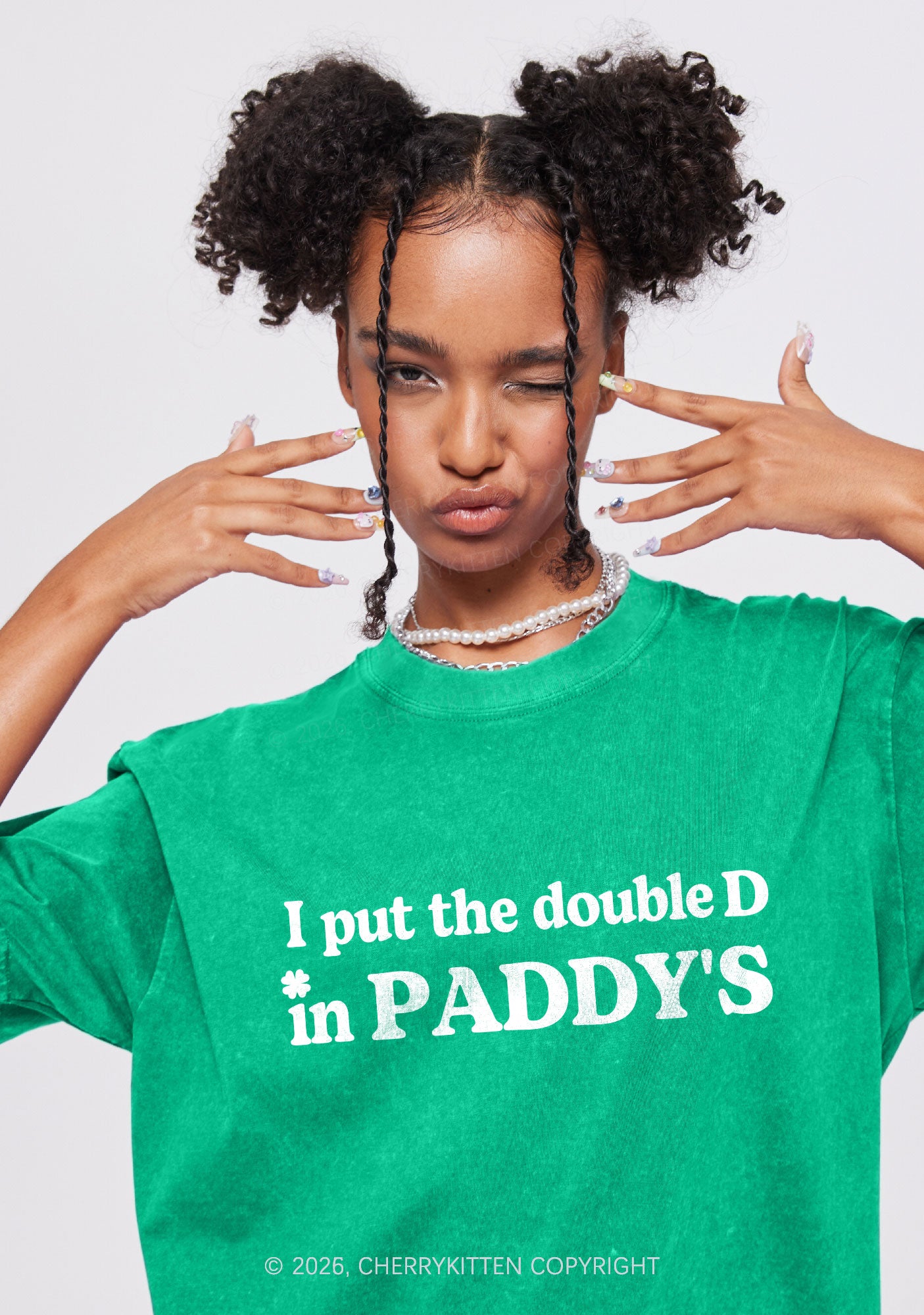 Put Double D In Paddys St Patricks Y2K Shirts Washed Tee Cherrykitten