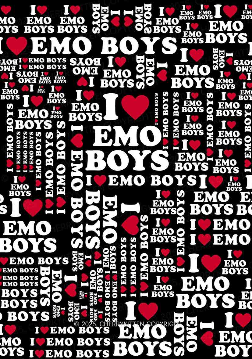 I Love Emo Boys Y2K Print Mini Layered Skirt Cherrykitten
