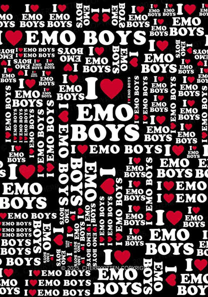 I Love Emo Boys Y2K Print Mini Layered Skirt Cherrykitten