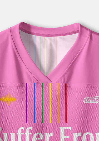 Pink I Suffer From Gay Thoughts Pride Y2K Crop Sport Jersey Shirts Cherrykitten