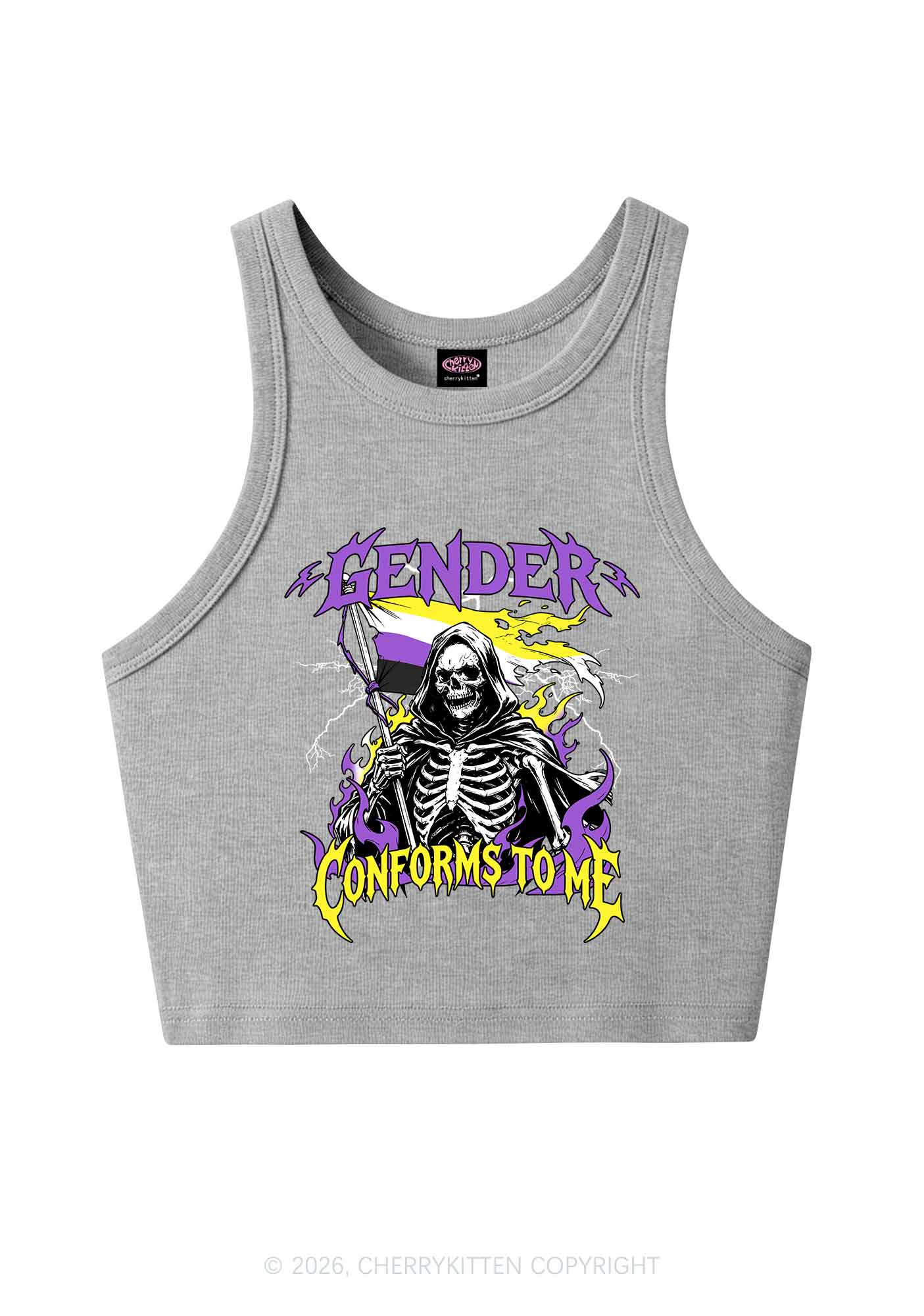 Gender Conforms To Me Pride Y2K Crop Tank Top Cherrykitten