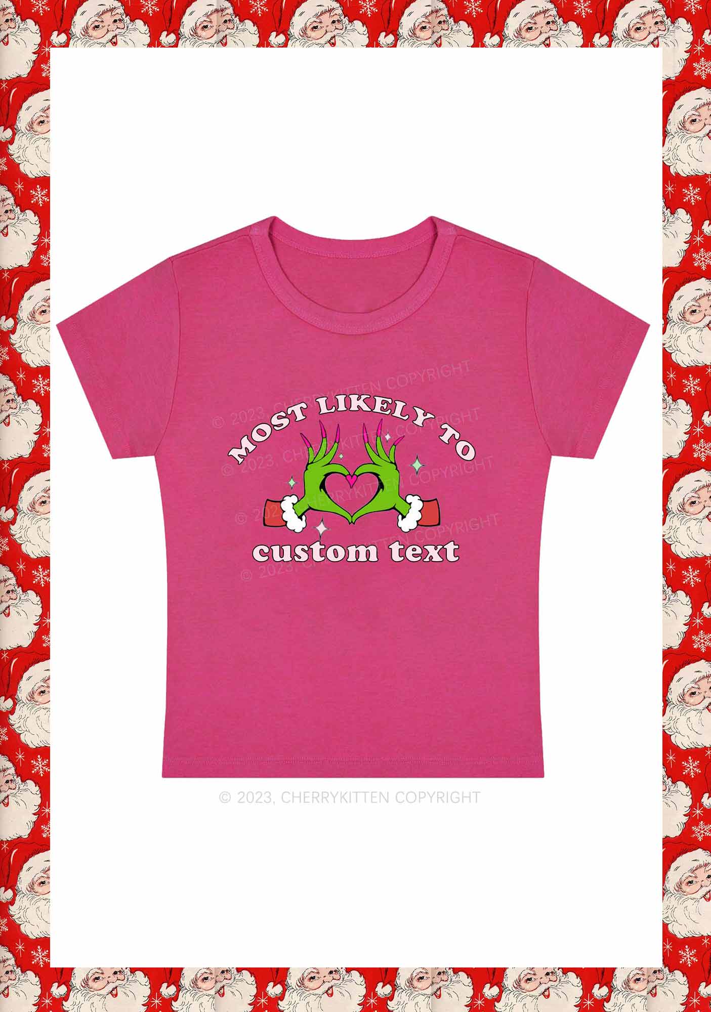 Custom Most Likely Queen Heart Christmas Y2K Baby Tee Cherrykitten