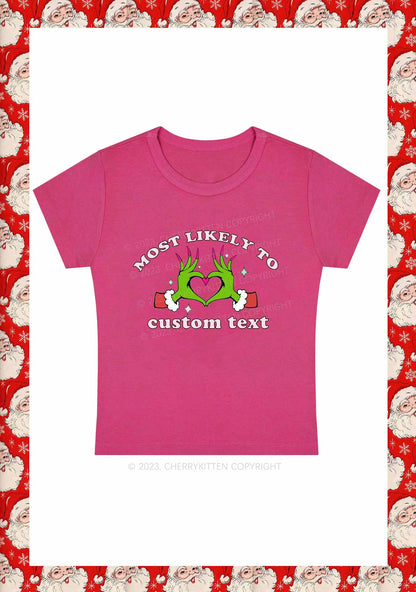 Custom Most Likely Queen Heart Christmas Y2K Baby Tee Cherrykitten
