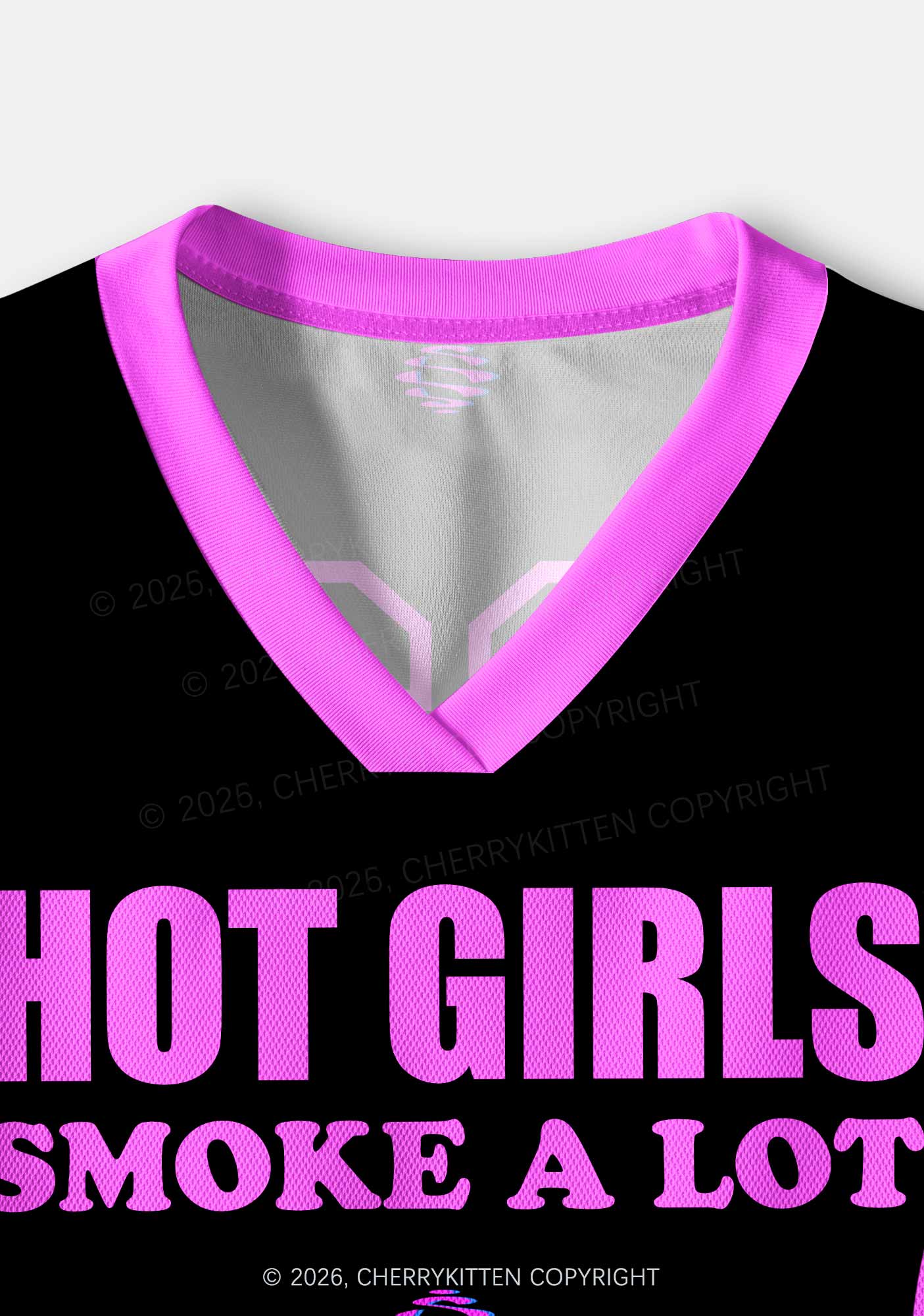 Hot Girls Smoke A Lot Y2K Crop Sport Jersey Shirts Cherrykitten