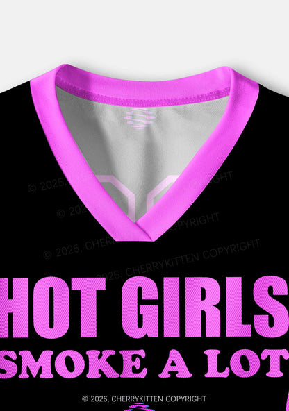 Hot Girls Smoke A Lot Y2K Crop Sport Jersey Shirts Cherrykitten