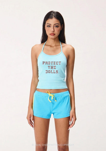 Rhinestone Protect The Dolls Pride Y2K Halter Neck Cami Cherrykitten