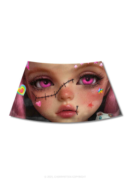 Pink Doll Y2K Print Mini Skirt Cherrykitten
