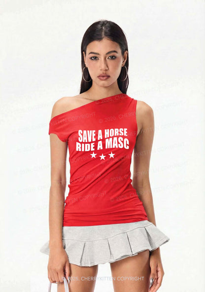 Ride A Masc Pride Y2K Off Shoulder Tank Top Cherrykitten