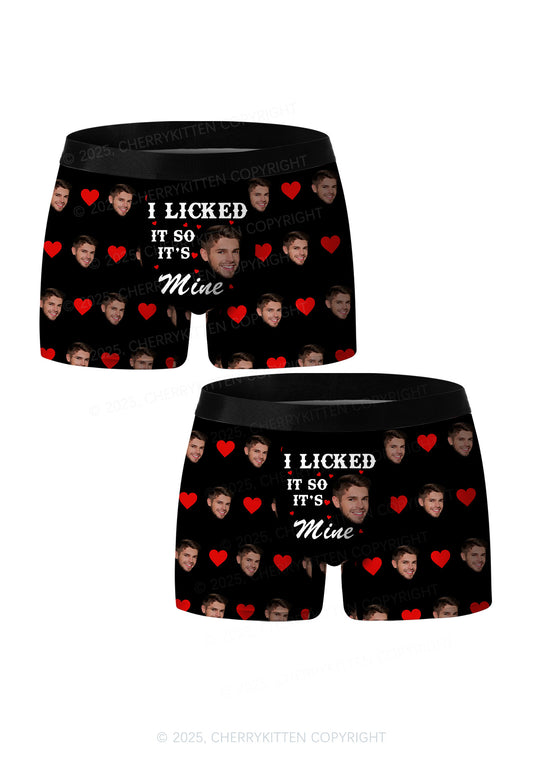 Custom Photo I Licked It Valentine's Day Y2K Print Couples Boxer Briefs Set Cherrykitten