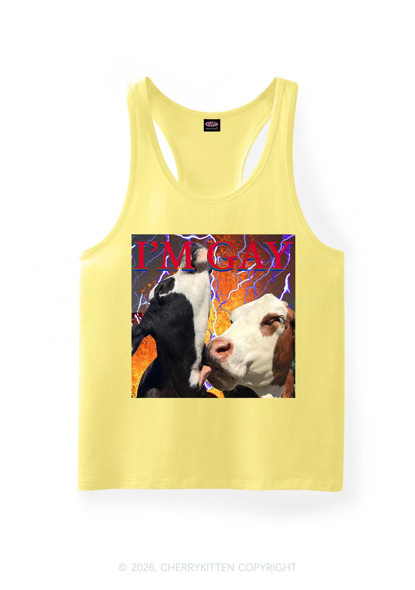 Gay Cow Play Pride Y2K Men Racerback Tank Top Cherrykitten
