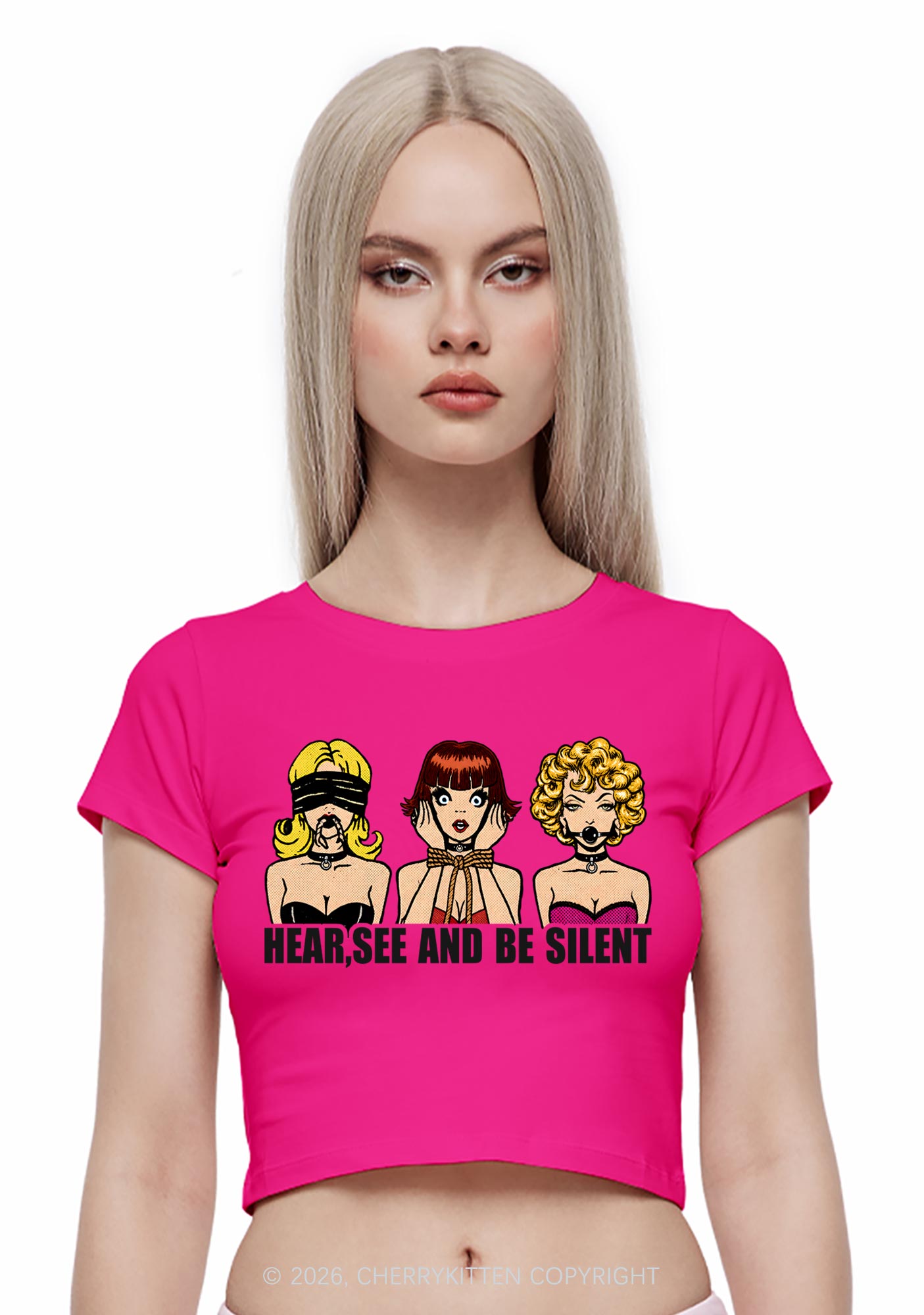 Hear See Be Silent Y2K Baby Tee Cherrykitten