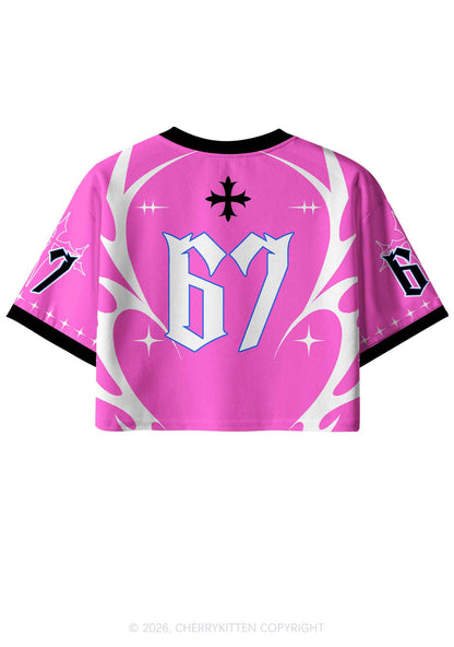 Better Late Than Ugly Y2K Crop Sport Jersey Shirts Cherrykitten