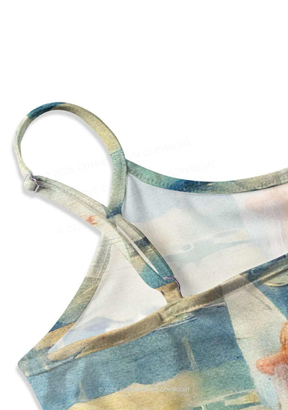 Lotus Fairy Y2K Print Slip Dress Cherrykitten