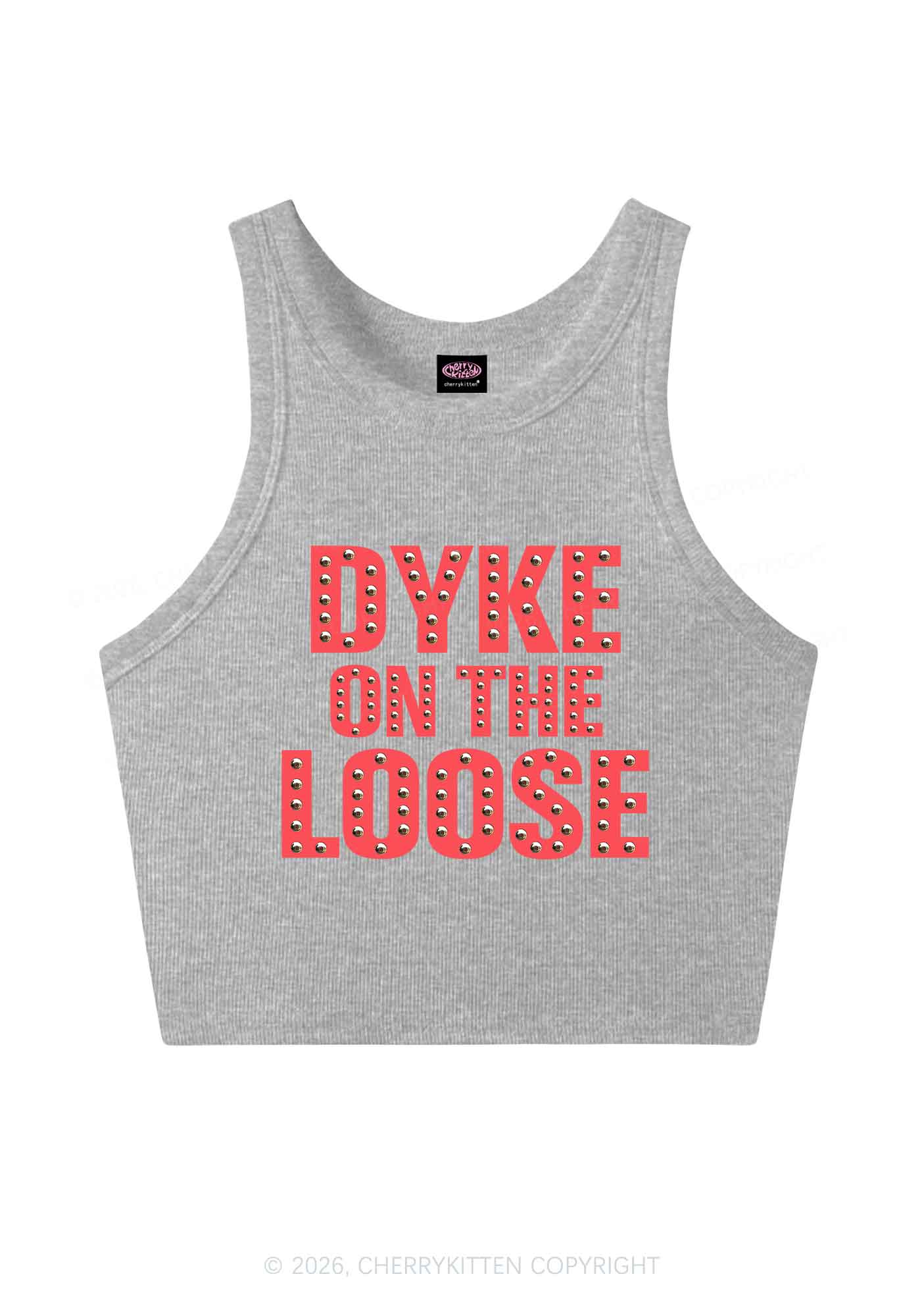 Dyke On The Loose Pride Y2K Crop Tank Top Cherrykitten