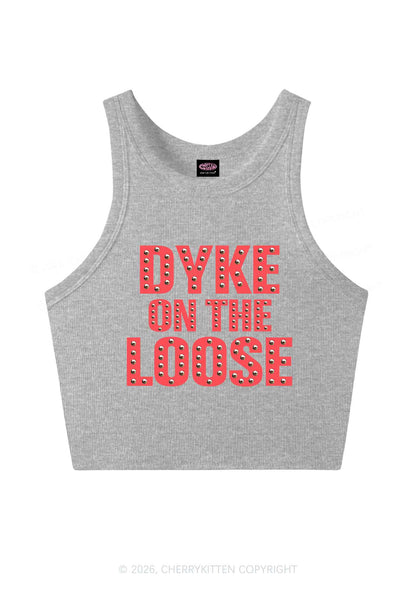Dyke On The Loose Pride Y2K Crop Tank Top Cherrykitten