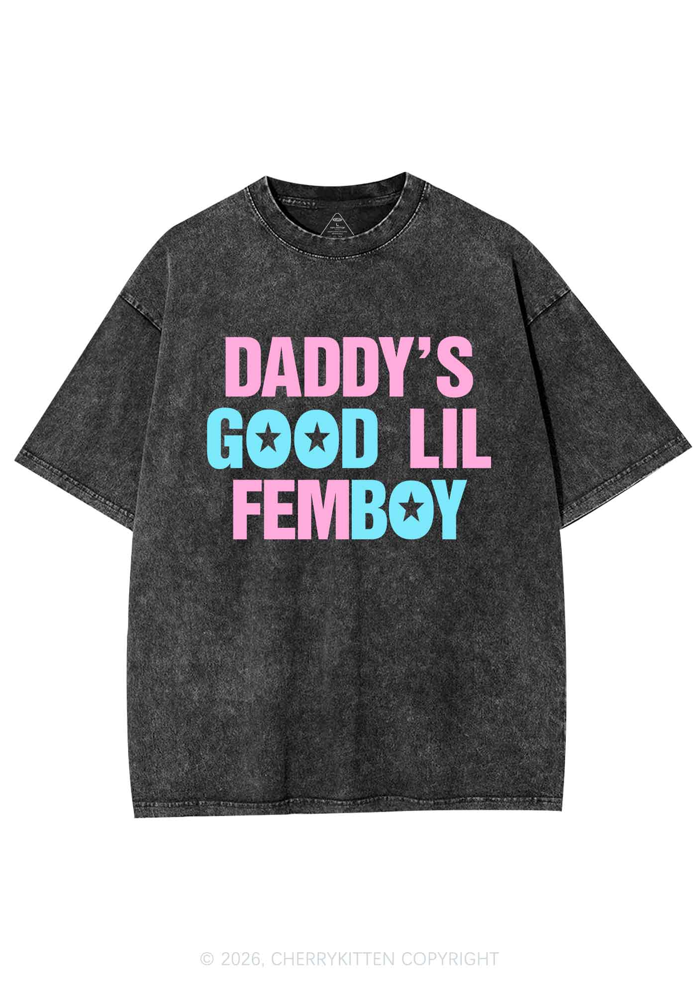 Daddys Good Lil Femboy Pride Y2K Shirts Washed Tee Cherrykitten