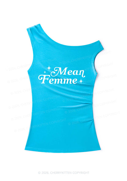 Mean Femme Pride Y2K Off Shoulder Tank Top Cherrykitten