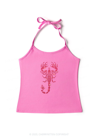 Rhinestone Red Scorpion Y2K Halter Neck Cami Cherrykitten