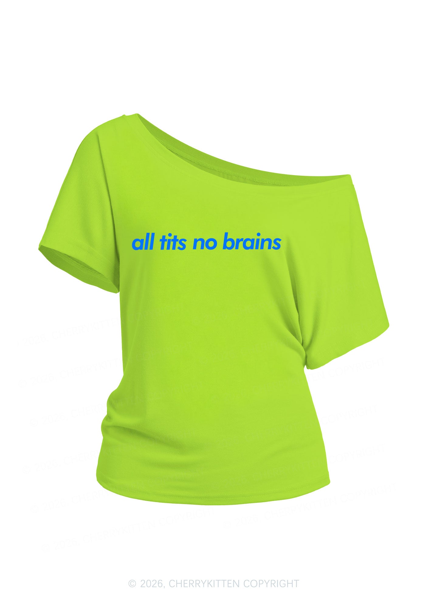 All Txts No Brains Y2K Off Shoulder Tee Cherrykitten